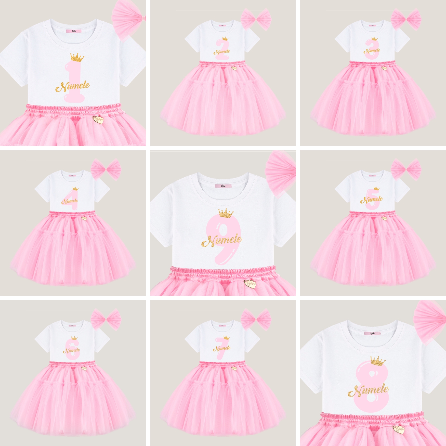 Set “Little Birthday Princess” 🌸 Ținută personalizată cu vârsta aniversară - Image 2