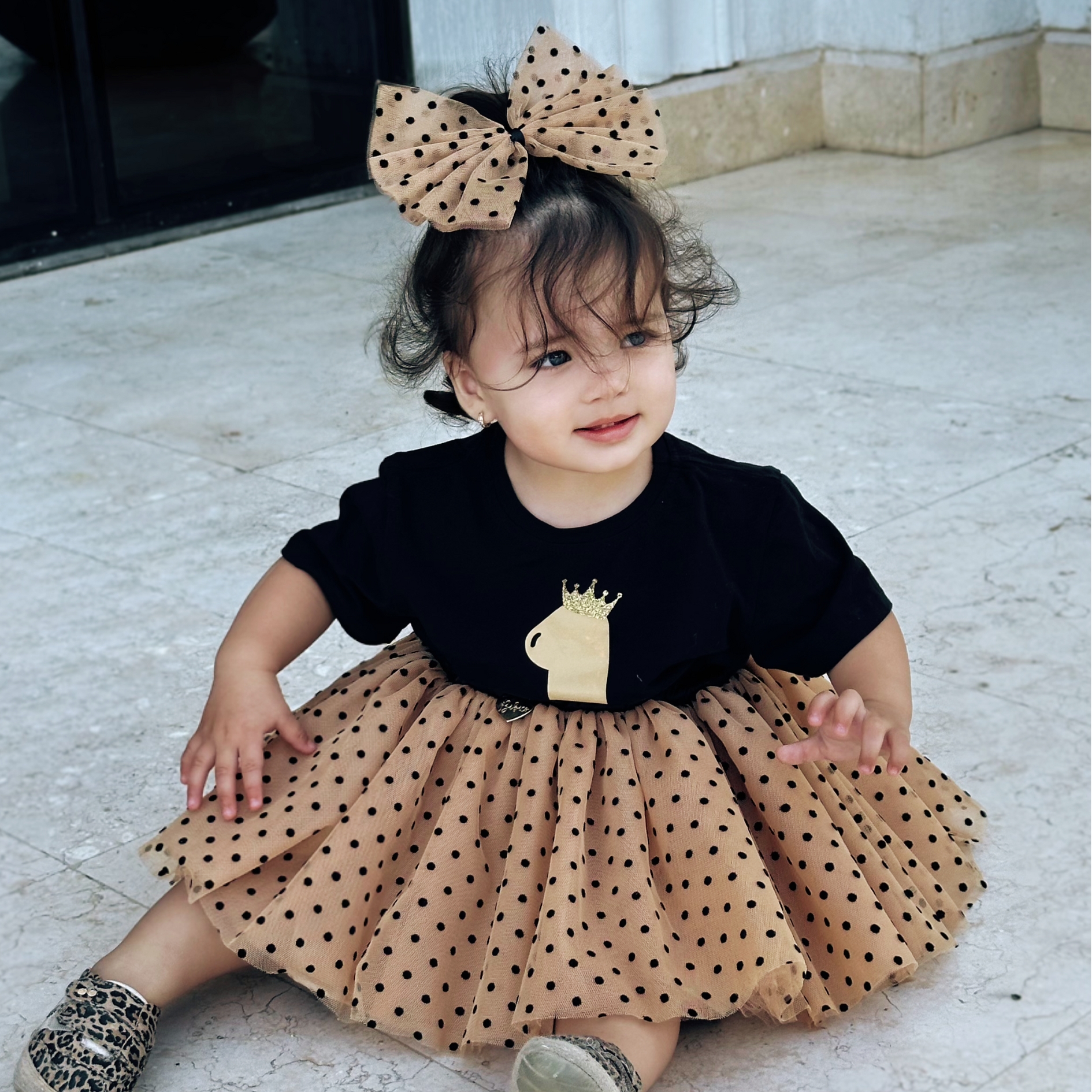 Set “Nude Dots Princess” 👑 Ținută personalizată cu buline negre - Image 6