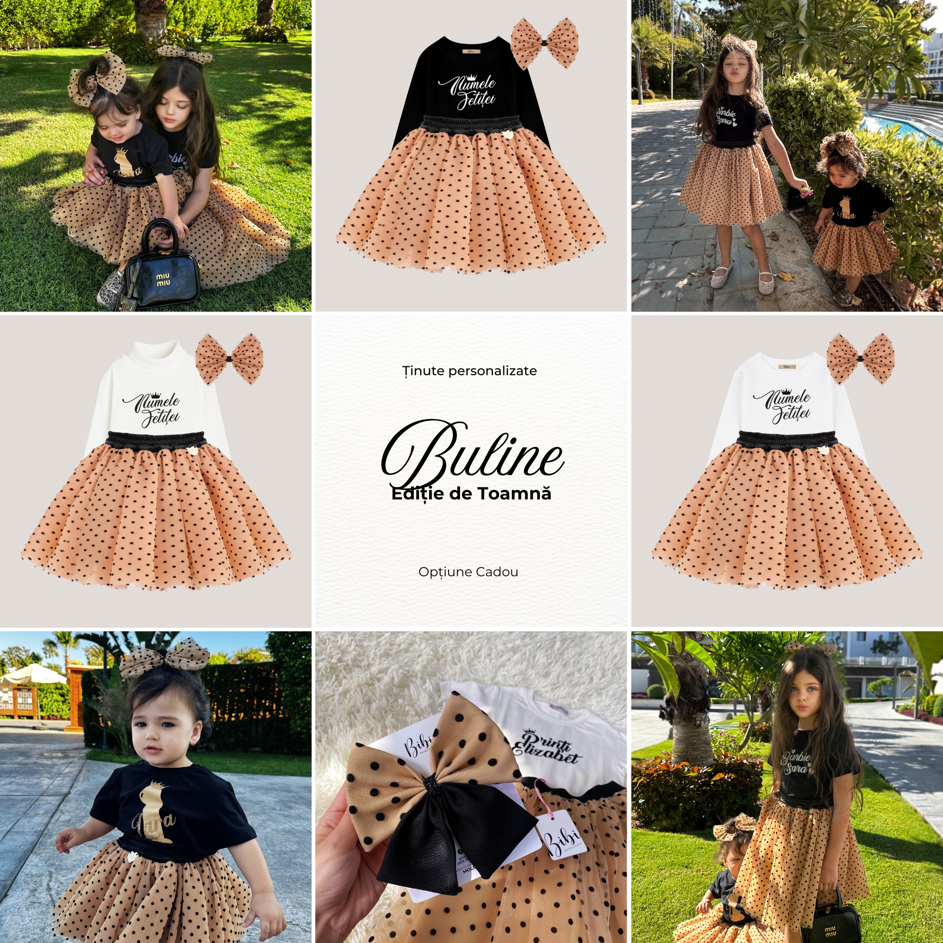 Set “Nude Dots Princess” 👑 Ținută personalizată cu buline negre - Image 8