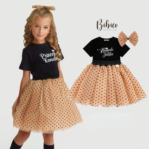 Set “Nude Dots Princess” 👑 Ținută personalizată cu buline negre